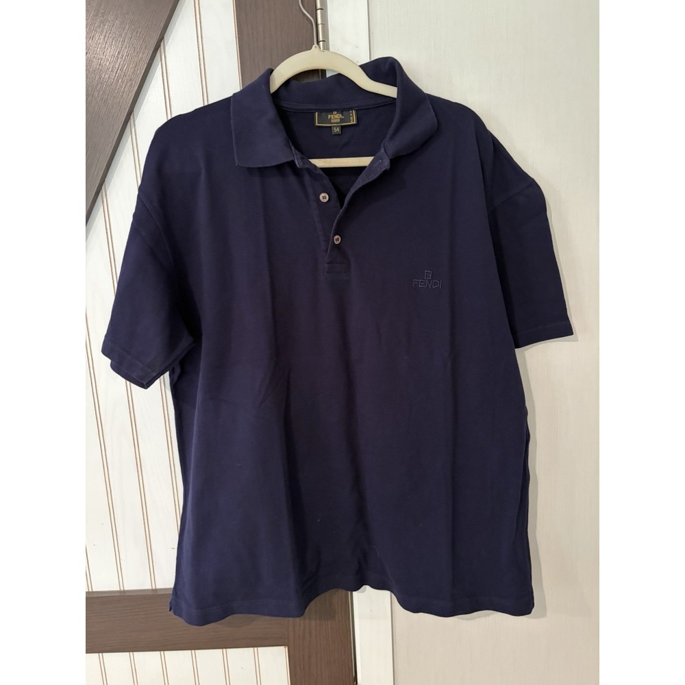 Vintage Navy Blue Fendi Men's Polo Size 54 (XL-XXL)  Made In Italy Uomo